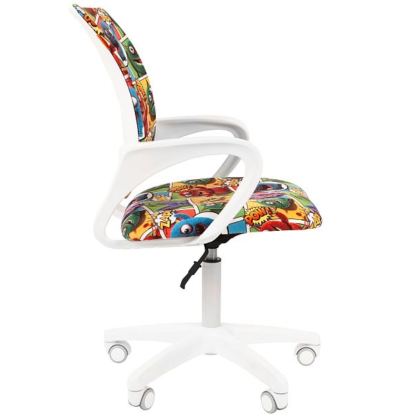 Кресло CHAIRMAN KIDS 103 LT, пластик белый, ткань велюр, принт монстры - Вид 3