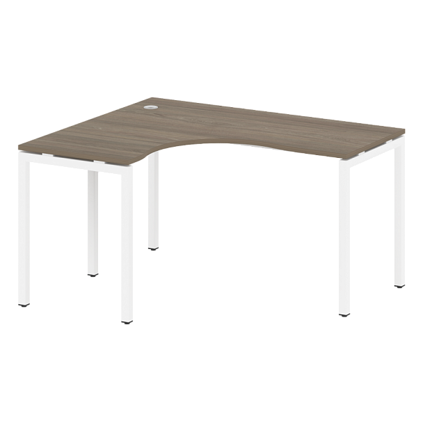 Metal System Quattro Стол криволинейный левый на П-образном м/к 40БП.СА-3 (L) Вяз/Белый металл 1400*1200*750 - Вид 1
