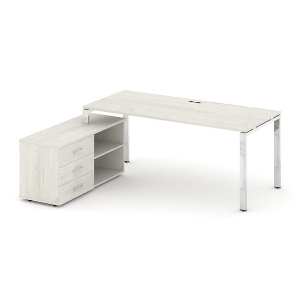 Style Project Direct Lux Стол письменный с греденцией левой M-SN-6P.SRG-023.M(L) Дуб Наварра/Нержавеющая Сталь/Хром 1380*800*750 - Вид 1