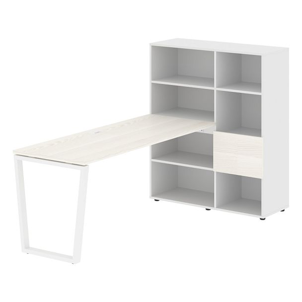 Стол-стеллаж EVRST 1117 Ясень Траун/Белый/Белый 2190х1120х1355 EDIS - Вид 1