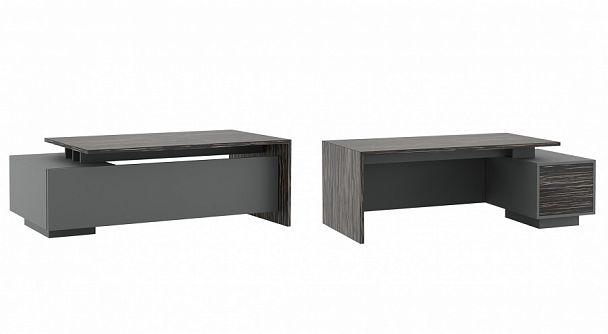 Стол письменный на опорной тумбе Dali 210x115x75 эбен антрацит - Вид 1