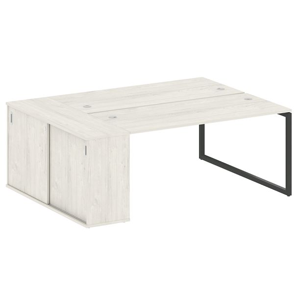 Metal System Quattro Р. ст. с шкафом-купе на О-образном м/к 40БО.РС-СШК-1.4 Т Дуб наварра/Антрацит металл 2010*1475*750 - Вид 1