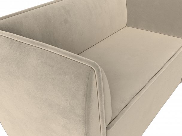 Прямой диван Бергамо 2-х местный (полностью микровельвет бежевый) - Вид 4