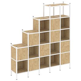 Loft Прямой стеллаж наборный VR.L-25 Тиквуд светлый/Белый металл 2110*446*2280 - Фото предпросмотра