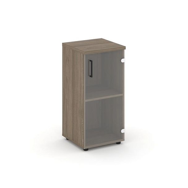 Стайл Проджект Шкаф низкий узкий SN.STU-302(R) Вяз Благородный/Прозрачный/Черный Ручки 400*400*833 - Вид 1