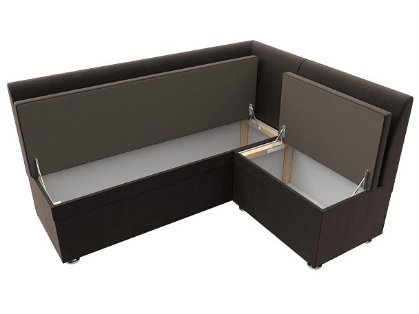 Кухонный угловой диван Уют правый (полностью велюр коричневый) - Вид 7