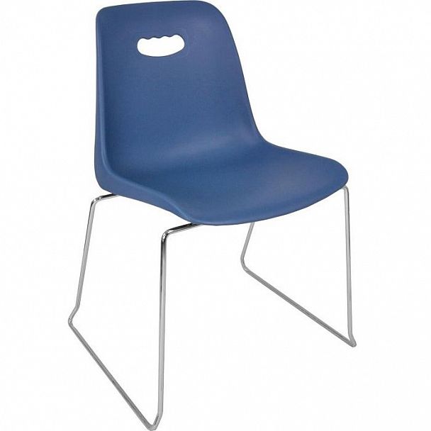 Стул Venezia (пруток) каркас хром, синий, стопируемый - Вид 1