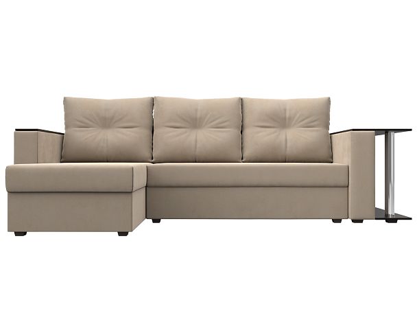 Угловой диван Атланта Лайт левый (полностью велюр бежевый) - Вид 2