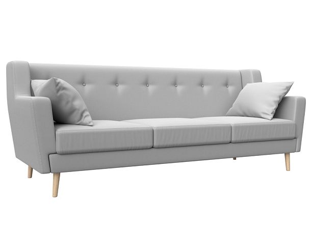 Прямой диван Брайтон 3 (полностью экокожа белая) - Вид 1