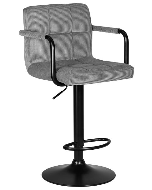 Стул барный DOBRIN KRUGER ARM BLACK (серый вельвет (LAR-E2041-25)) - Вид 1