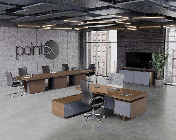 Стол письменный с тумбой малой Concept 220x100x76 дуб капучино - Вид 5