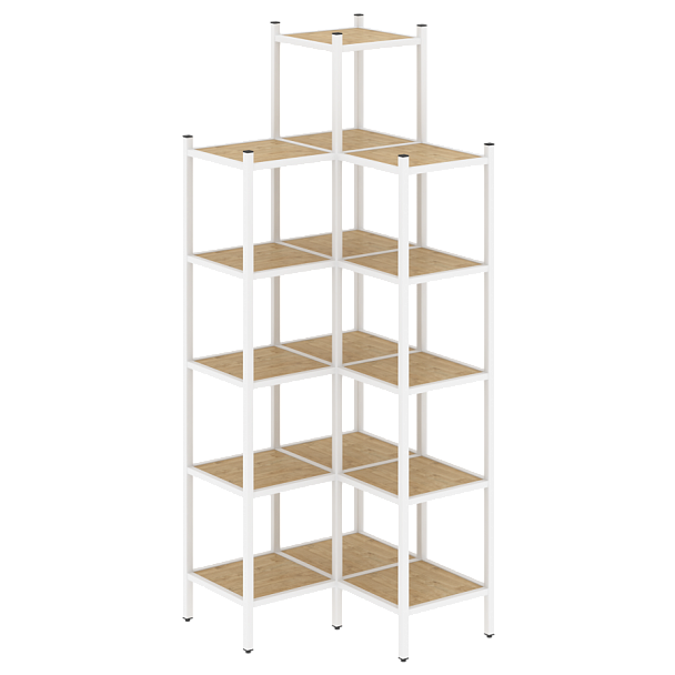 Loft Угловой внутренний стеллаж наборный VR.L-46 Тиквуд светлый/Белый металл 862*862*2280 - Вид 1