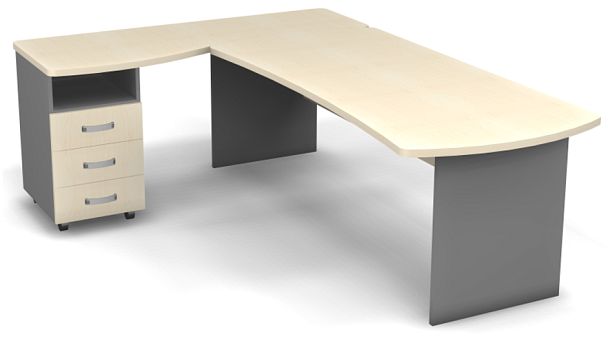 Стол угловой L,R 2200 Берлин Береза Майнау/Серый УРМ 220 L\R - Вид 2