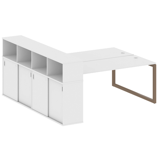 Metal System Quattro Р. ст. с шкафом-купе на О-образном м/к 50БО.РС-СШК-4.5 Т Белый/Мокко металл 2210*2332*1098 - Вид 1