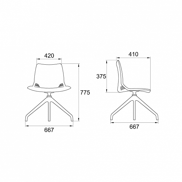 Кресло "Race  КРЕСЛО на базе SWISS (с пластиковыми глайдерами или с колесами)", желтый - Вид 3