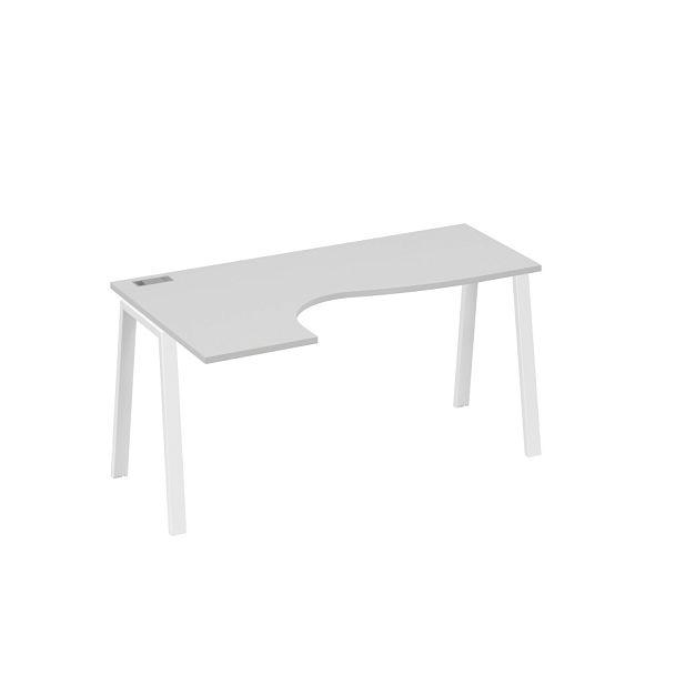 Стол эргономичный левый "Классика" на металлокаркасе TRE A4 А4 Б3 035 БП серый / металлокаркас белый - Вид 1