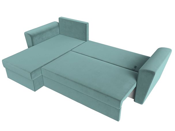 Угловой диван Амстердам Лайт левый (полностью Велюр бирюзовый) - Вид 9