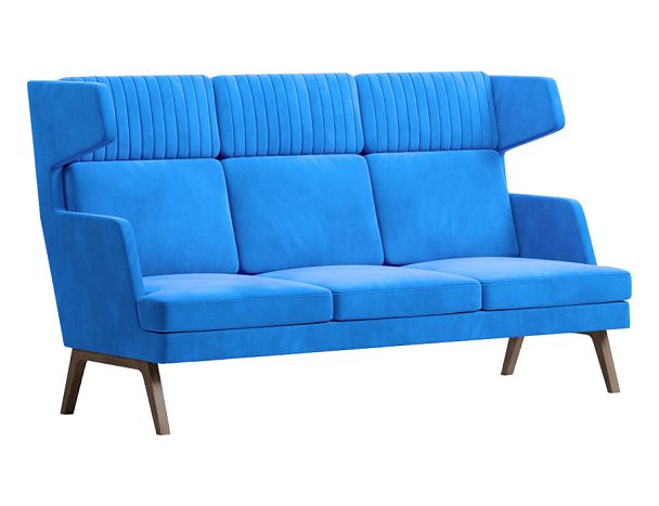 Диван Everprof Marko трехместный высокий Ткань Голубой Темное дерево - Вид 1