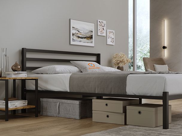 Кровать металлическая Сталь 1400*2000, цвет черный - Вид 5