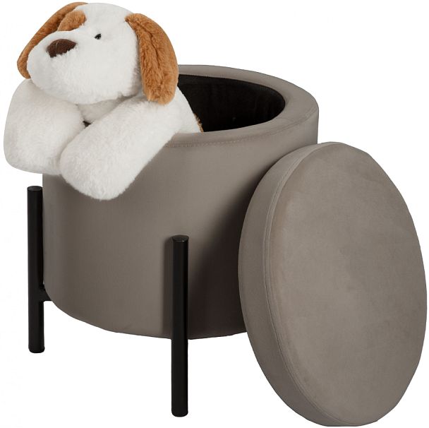 Пуф Кен с местом для хранения Мокко велюр Confetti mocco/черный - Вид 1