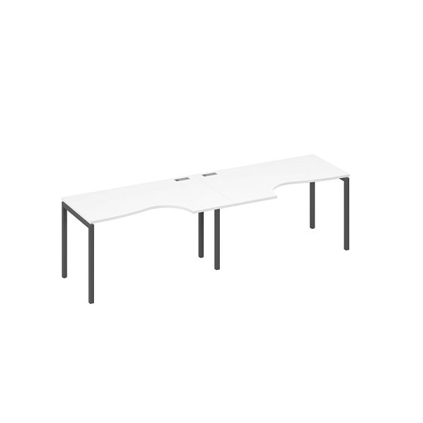 Рабочая станция металлокаркас DUE столы (2х140) Классика A4 А4 Б2 043-2 БП белый премиум / металлокаркас антрацит - Вид 1
