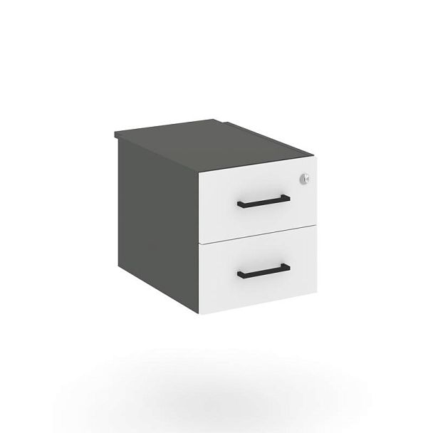Стайл Проджект Тумба с двумя ящиками SN.TP-032 Антрацит/Антрацит/Белый/Черный Ручки 343*507*356 - Вид 1