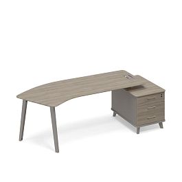 Стол эргономичный правый на тумбе малой (тип 5) Time metal ТМ М1 132 МП ВЛ ВЛ мокко премиум (корпус) / вяз либерти (столешница, топ, фасад) - Фото предпросмотра