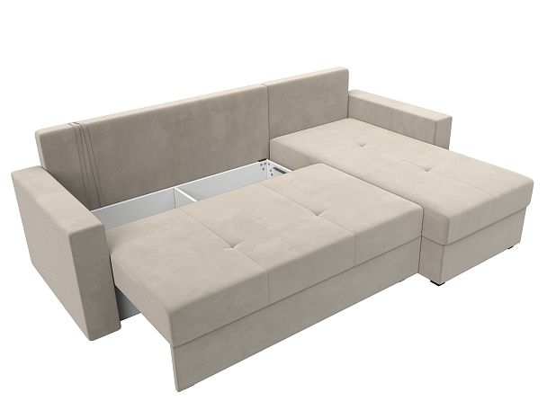 Диван угловой Верона Лайт угол правый (полностью микровельвет бежевый) - Вид 7