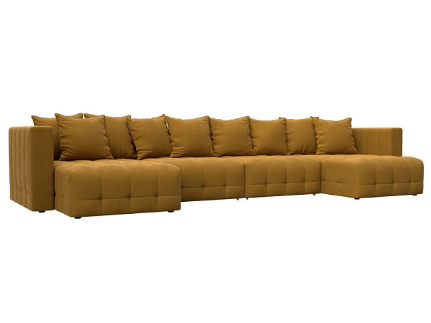 Диван П-образный Лига-052 НПБ Лонг Велюр желтый - Вид 1