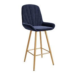Стул ЮККИ Основание №5 Барный конус Золотое Вельвет Синий - Фото предпросмотра