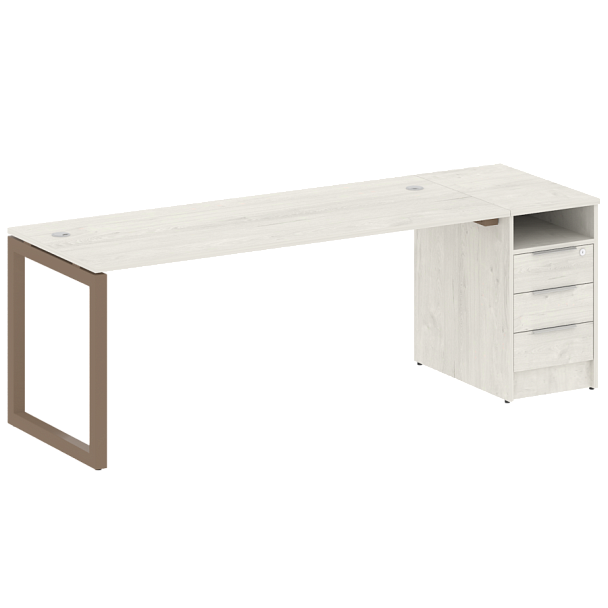 Metal System Quattro Р. ст. с тумбой на О-образном м/к 50БО.РС-СТП-1.5 Дуб наварра/Мокко металл 2212*720*750 - Вид 1