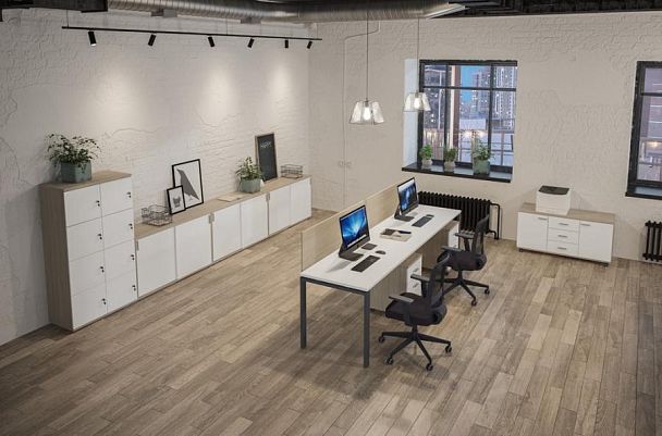 Секция рабочей станции s-b-s 1600х600х750 / профиль: 60х30 белый; столешница: дуб светлый Сигма / Sigma - Вид 2