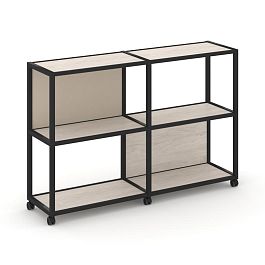 Shelf Mobile Стеллаж 3 уровня 2 секции VR.LT-STK-312.12 Денвер Светлый/Металл Черный/W-04 2370*400*1046 - Фото предпросмотра