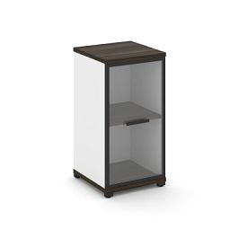 Concept Шкаф 1 узкая секция, 2 ниши CN.STU-213 RPB B Дуб Мали/Белый Бриллиант/Металл Черный/Прозрачный 420*420*818 - Фото предпросмотра