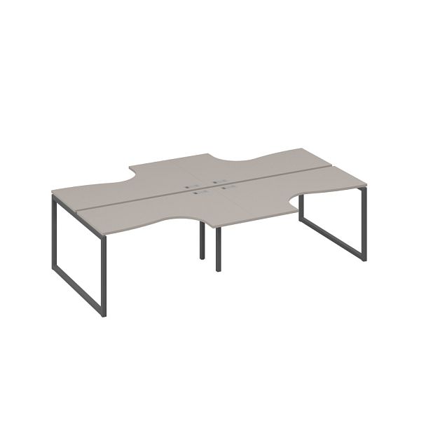 Рабочая станция со столами (4х140) Классика опоры QUATTRO A4 А4 Б4 181-2 БП мокко премиум / металлокаркас антрацит - Вид 1