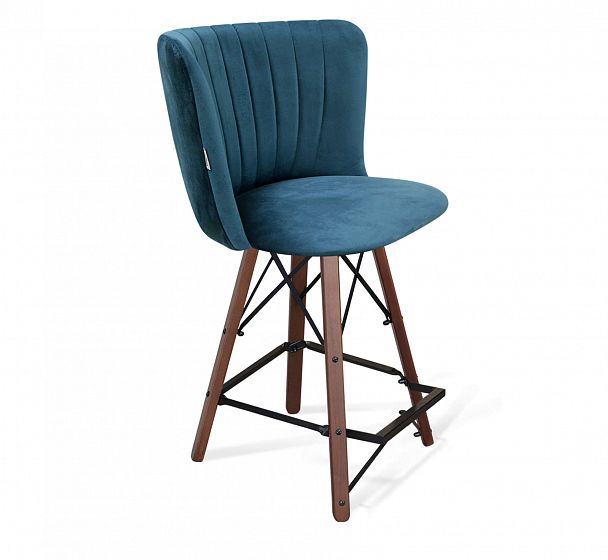 Стул полубарный Sheffilton SHT-ST36-1/S80-1 тихий океан/темный орех/черный муар - Вид 2