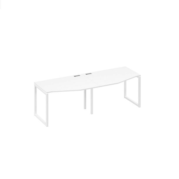 Рабочая станция столы Техно (2х120) на металлокаркасе DUE A4 А4 Б2 061-2 БП белый премиум / металлокаркас белый - Вид 1