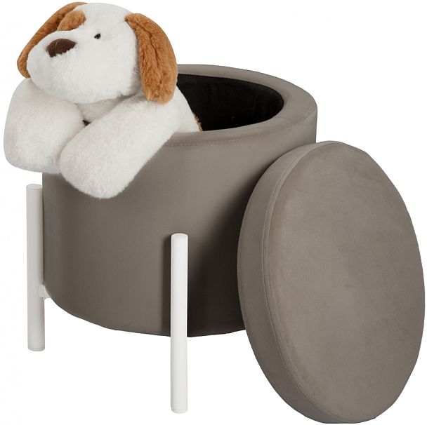 Пуф Кен с местом для хранения Мокко велюр Confetti mocco/белый - Вид 1