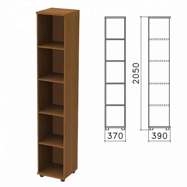 Шкаф (стеллаж) "Монолит", 370х390х2050 мм, 4 полки, цвет орех гварнери, КМ45.3 - Вид 1