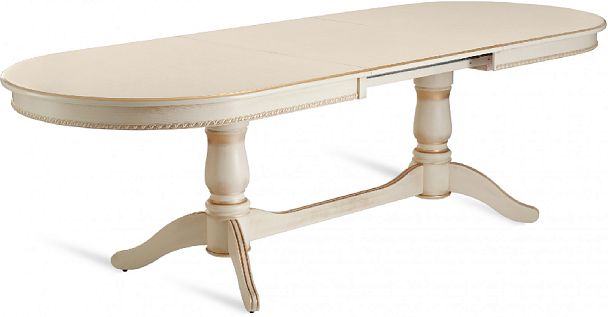 Стол деревянный раздвижной Барэнт 200(270)х100х76 Слоновая кость с золотой патиной - Вид 4