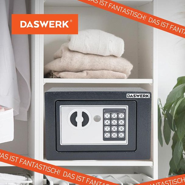 Сейф мебельный DASWERK SC-170EL (170х230х170 мм), электронный замок, графит, 291338 - Вид 20