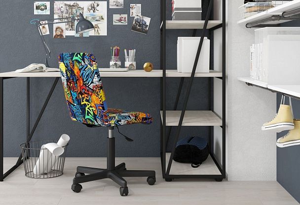 Кресло CHAIRMAN KIDS 109, пластик черный, ткань велюр, принт CRAZY - Вид 7