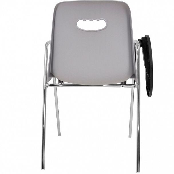 Стул Venezia (4 высокие ножки с подлокотниками + столик TLT) хром, серый - Вид 4