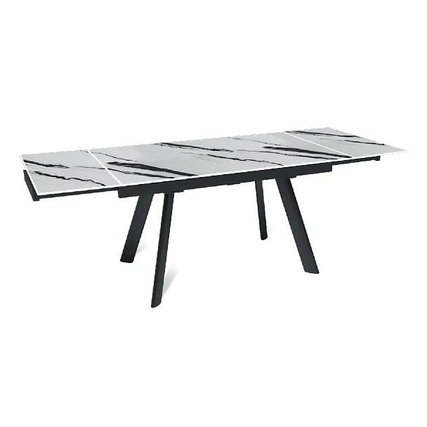 Стол раскладной Stone (140+40+40), керамика глянцевая Panda white - Вид 7