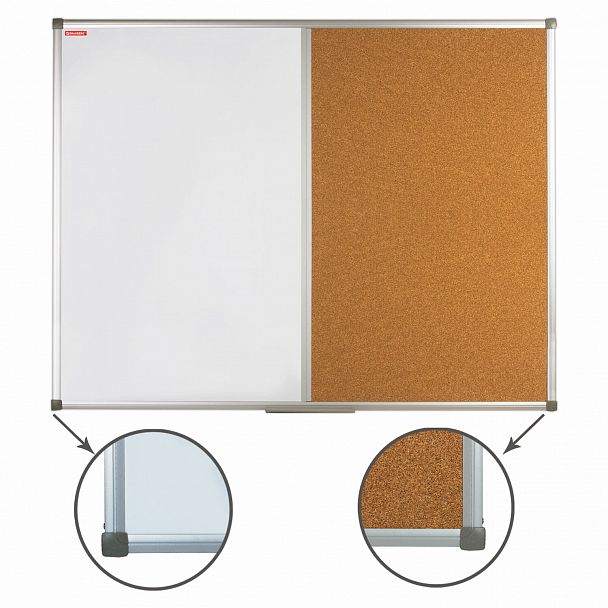 Доска комбинированная: магнитно-маркерная, пробковая для объявлений, 90х120 см, РОССИЯ, BRAUBERG, 236865 - Вид 3