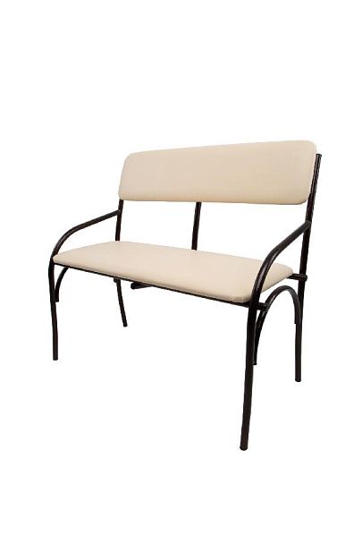 Банкетка-скамья со спинкой к/з бежевый на искре - Вид 2