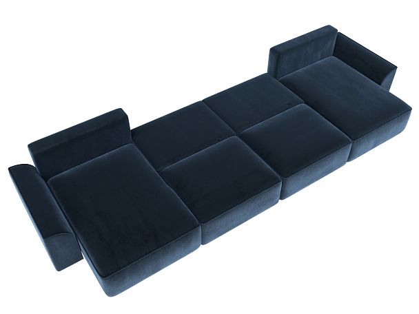 Диван п-образный Лига-048 НПБ лонг Велюр синий - Вид 9