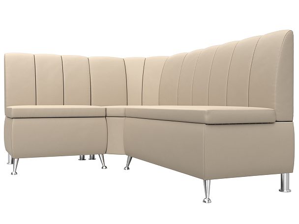 Кухонный угловой диван Кантри левый (полностью экокожа бежевая) - Вид 3