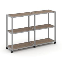 Shelf Mobile Стеллаж 3 уровня 2 секции VR.LT-STK-311.06 Дуб Аризона/Металл Серый 1170*400*1046 - Фото предпросмотра