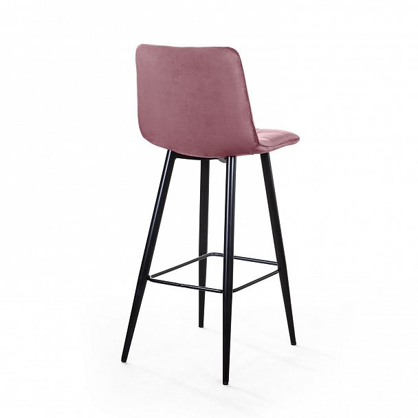 Стул барный UNO, бархат пудровый 15/ чёрный конус - Вид 5